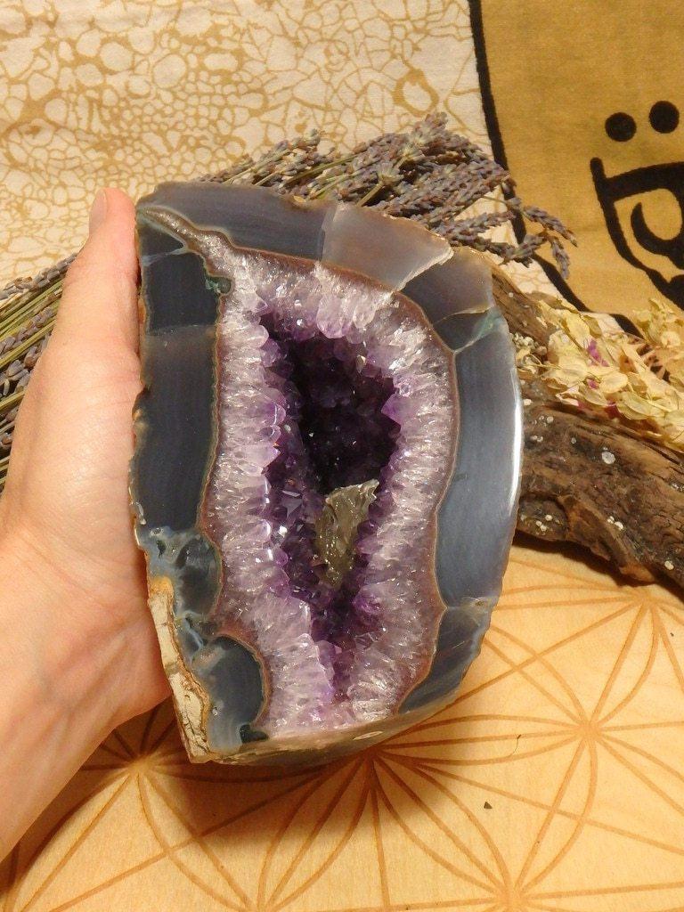 Amethyst Geode With Yellow Calcite Inclusions 23 - Earth Family Crystals