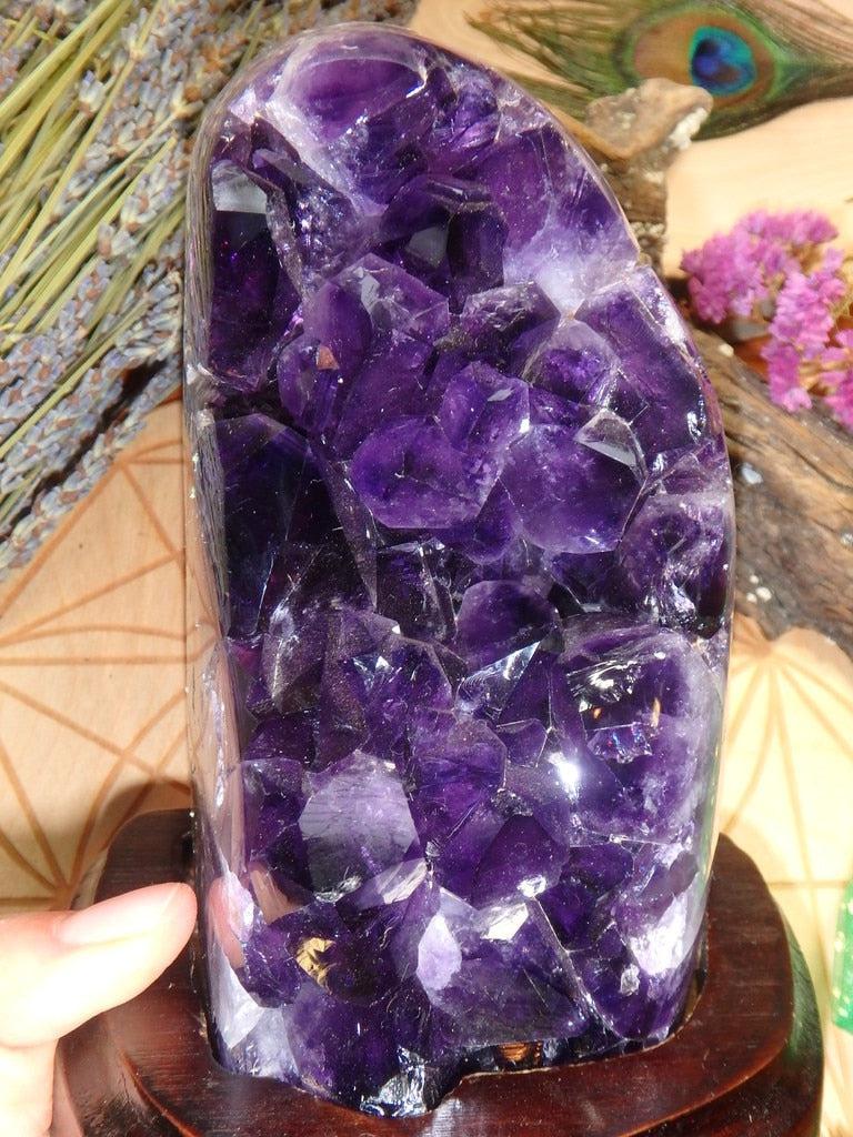 XXL Amethyst Geode On Removable Wood Stand 9 - Earth Family Crystals