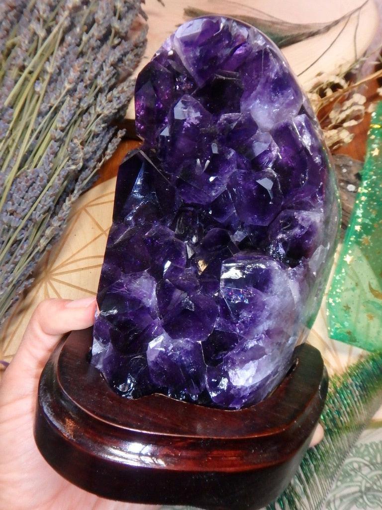 XXL Amethyst Geode On Removable Wood Stand 9 - Earth Family Crystals