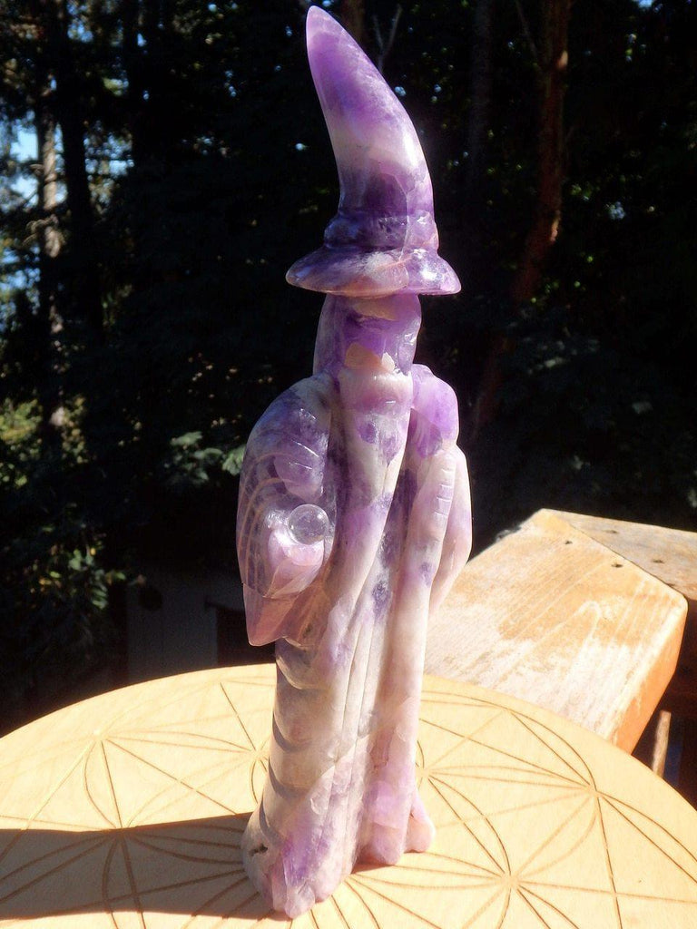 Chevron Amethyst XL Wizard Merlin Standing Carving - Earth Family Crystals