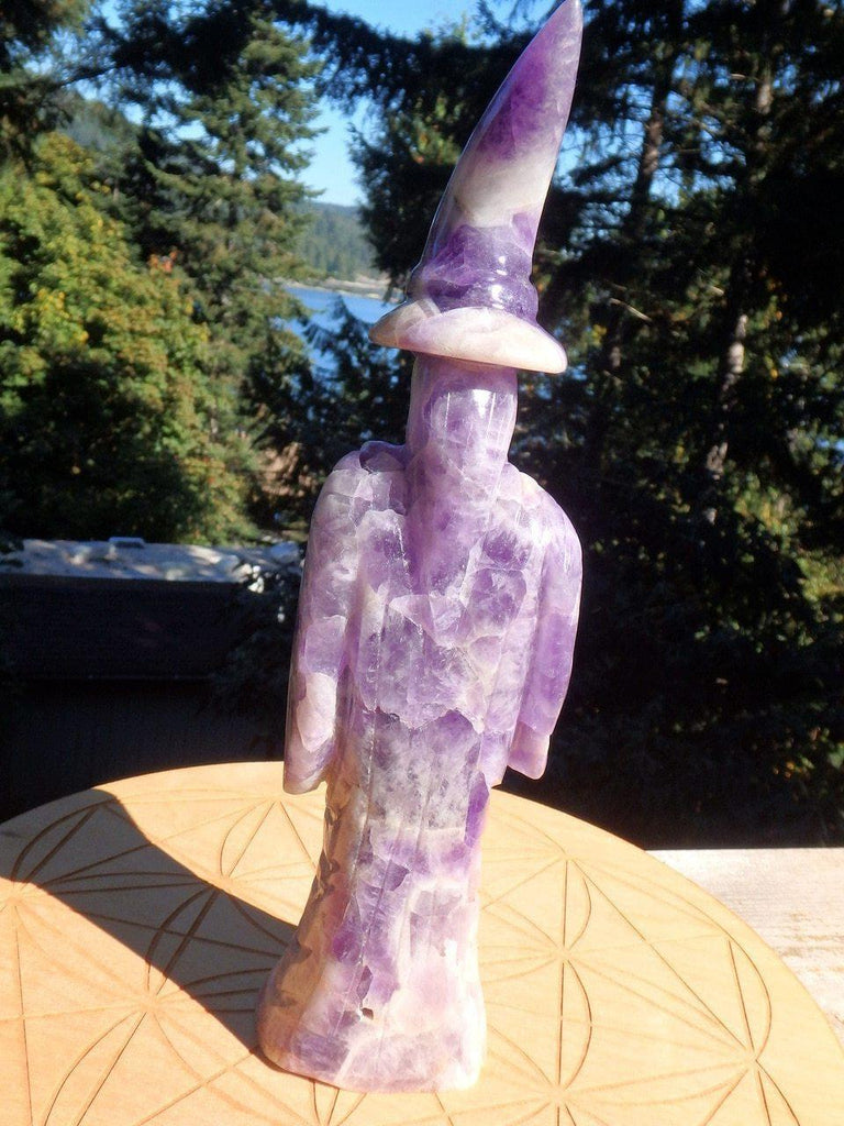 Chevron Amethyst XL Wizard Merlin Standing Carving - Earth Family Crystals