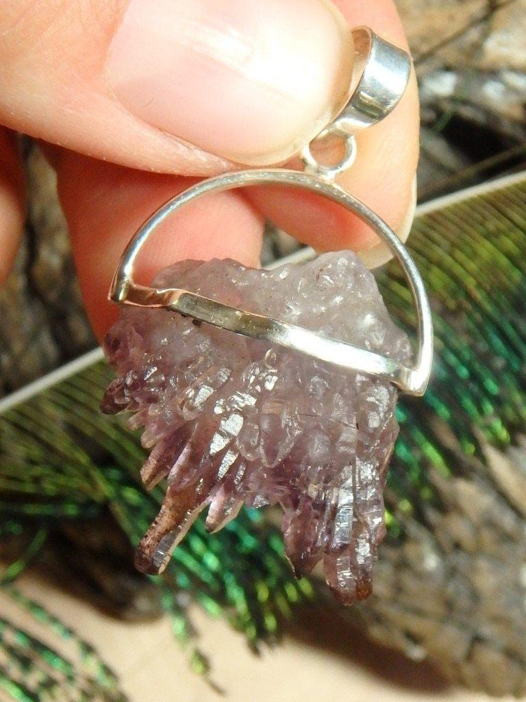 Amazing Natural Purple Amethyst Flower Gemstone Pendant In Sterling Silver (Includes Silver Chain) - Earth Family Crystals