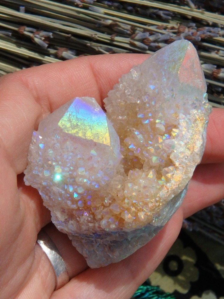 Amazing Sparkle~Opal  Aura Spirit Quartz Twin Cluster - Earth Family Crystals