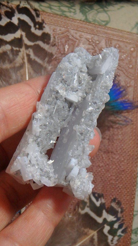 Amazing Angel Wing Anhydrite With Clear Stellar Beam Calcite Frosting - Earth Family Crystals