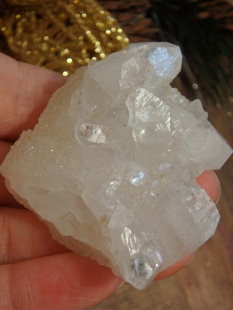 Gorgeous Calcite With Quartz Druzy Frosting & White Apophyllite Inclusions From India - Earth Family Crystals