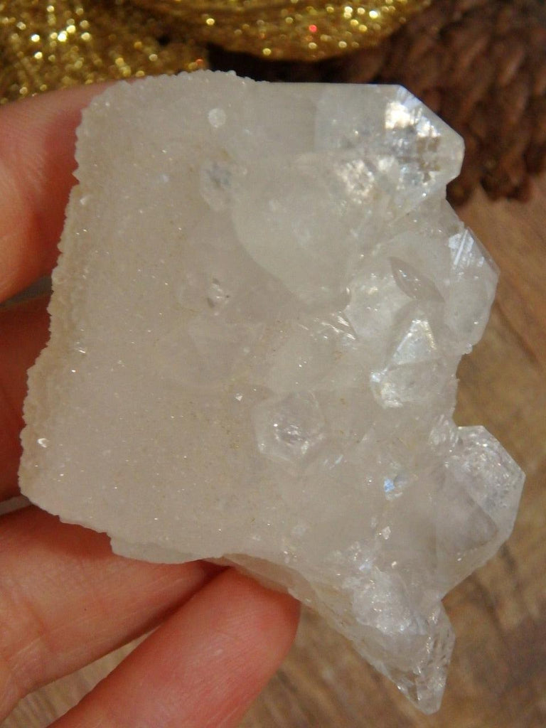 Gorgeous Calcite With Quartz Druzy Frosting & White Apophyllite Inclusions From India - Earth Family Crystals