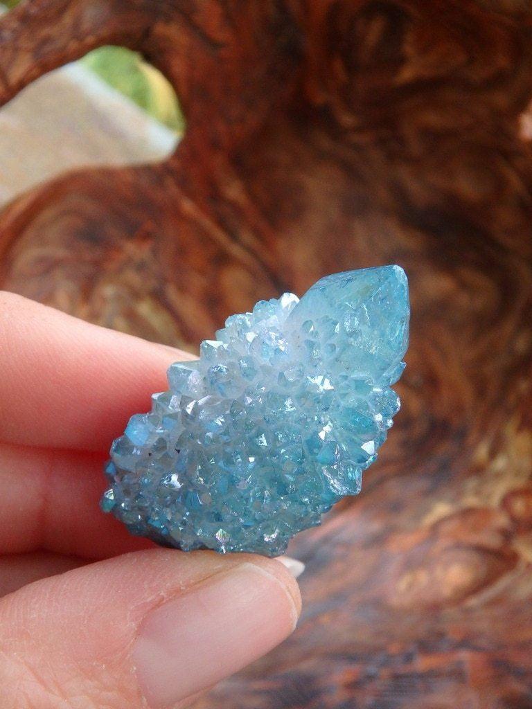 Delicate Sparkle Aqua Aura Spirit Quartz Point - Earth Family Crystals