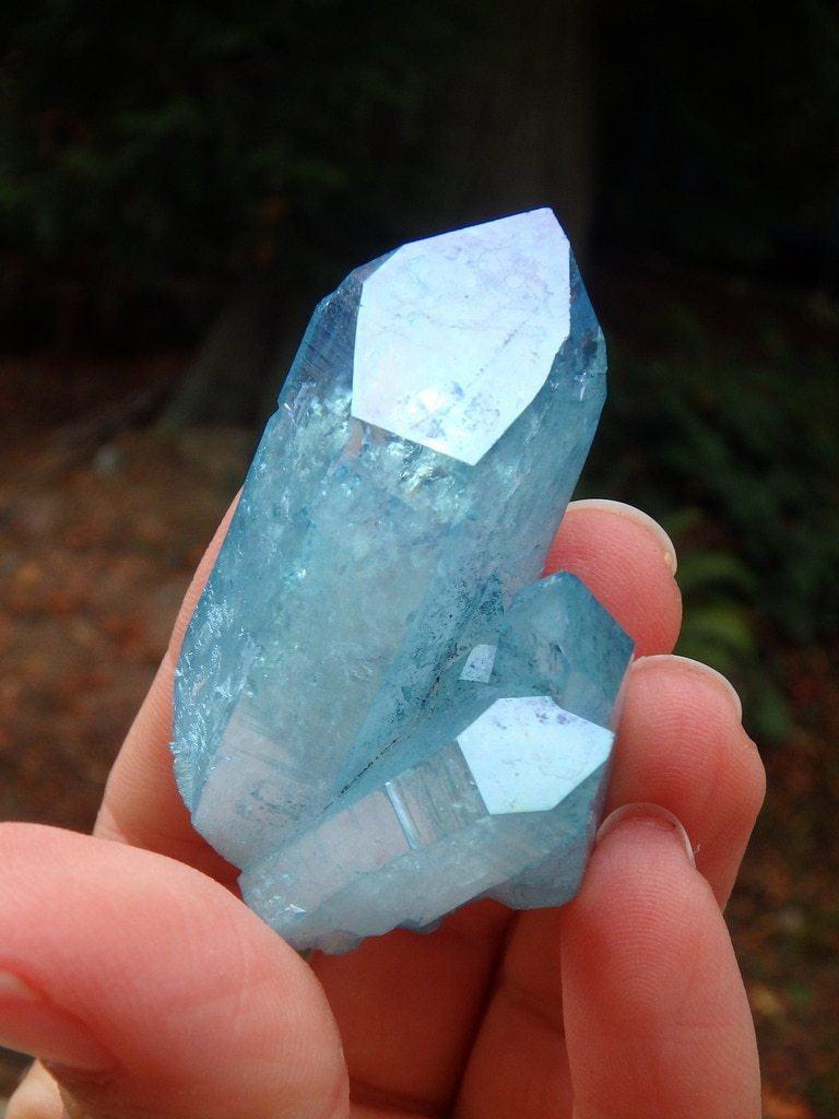 Cool Blue Aqua Aura Quartz Cluster - Earth Family Crystals