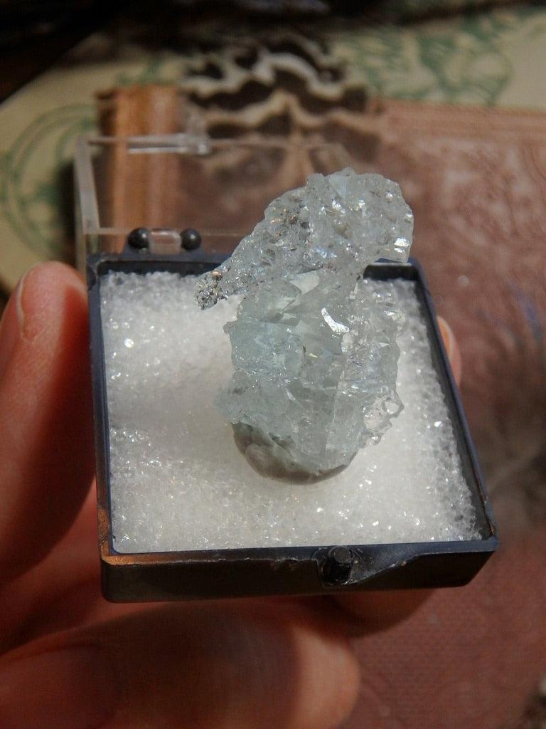 Etched Aquamarine Specimen From Brazil in Collectors Box - Earth Family Crystals