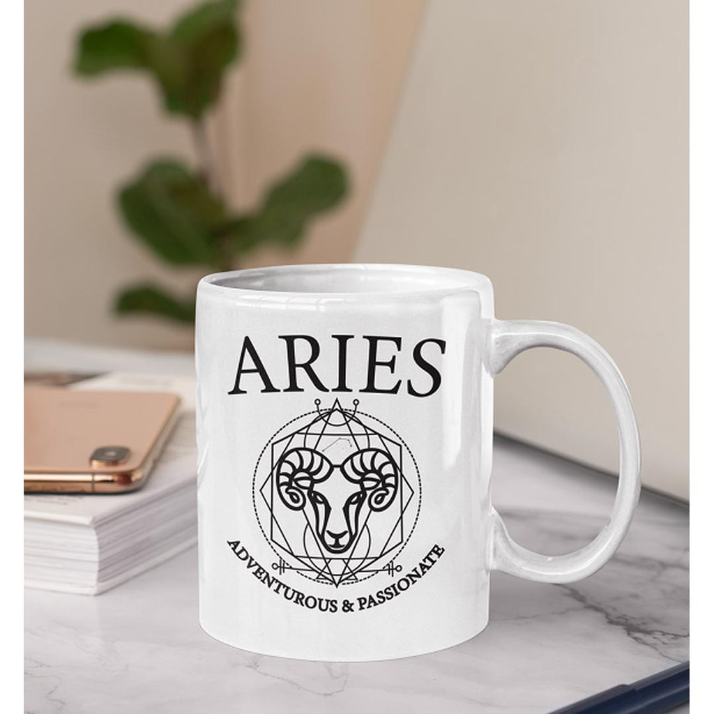 Aries Zodiac White Mug - Earth Family Crystals