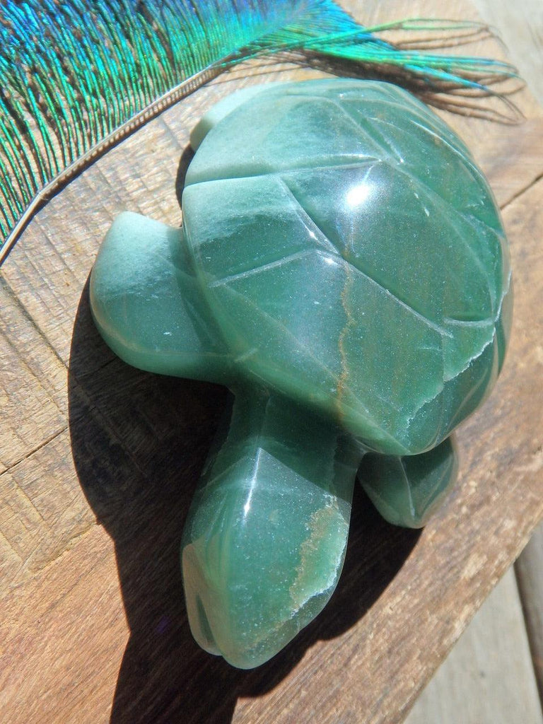 Friendly Deep Green Aventurine Turtle Carving - Earth Family Crystals