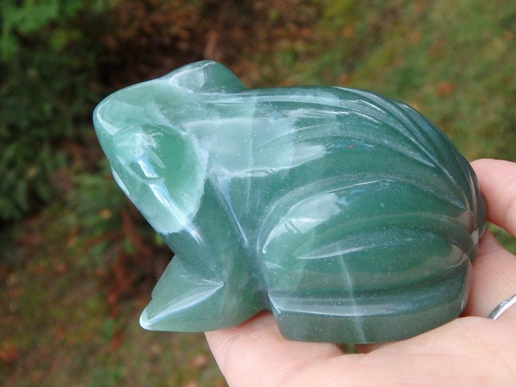 Friendly Forest Green Aventurine Frog Carving - Earth Family Crystals