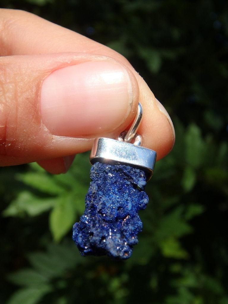 Shimmery Dark Blue & Raw Azurite Pendant In Sterling Silver (Includes Silver Chain) - Earth Family Crystals