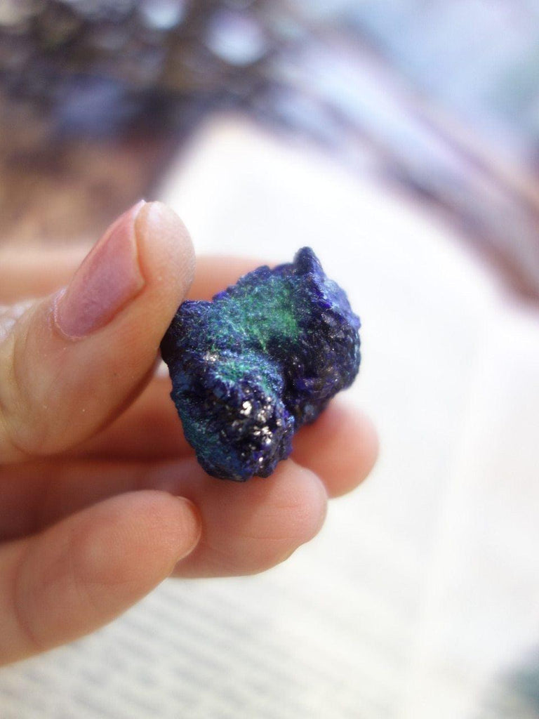 Deep Cobalt Blue Druzy Azurite & Malachite Inclusions Specimen From Mexico - Earth Family Crystals