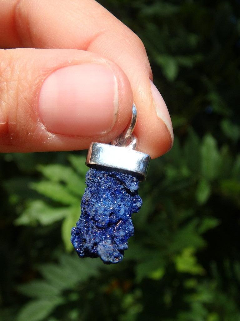 Shimmery Dark Blue & Raw Azurite Pendant In Sterling Silver (Includes Silver Chain) - Earth Family Crystals