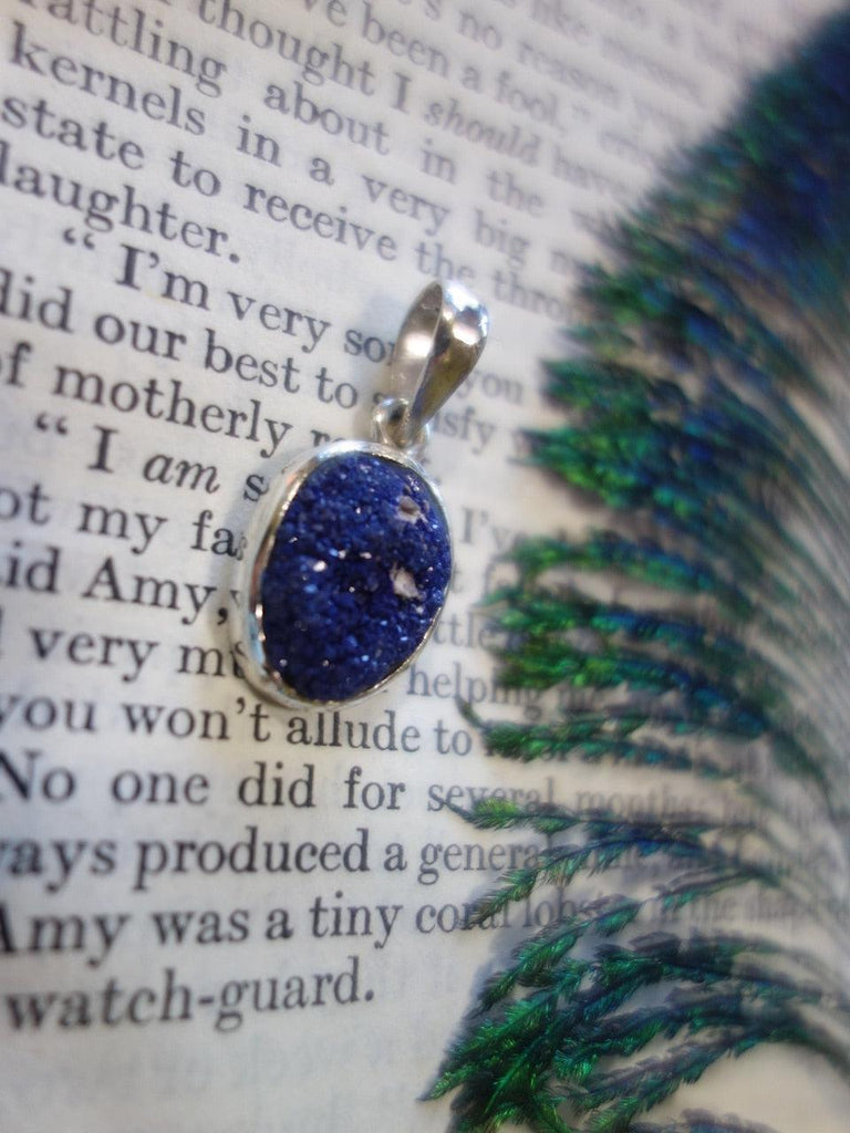Gorgeous Cobalt Blue Druzy Azurite Pendant In Sterling Silver (Includes Silver Chain) - Earth Family Crystals