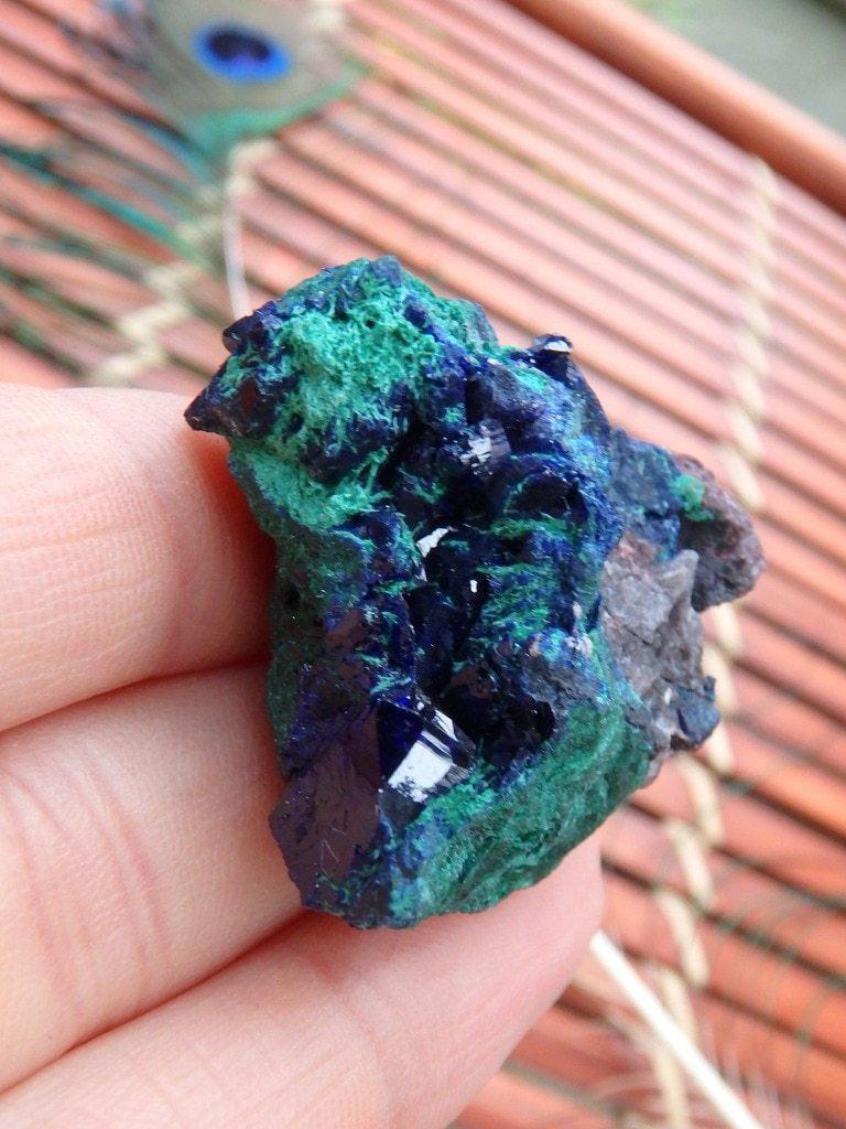 Deep Azure Blue Lustre Azurite & Silky Malachite Combo Specimen - Earth Family Crystals