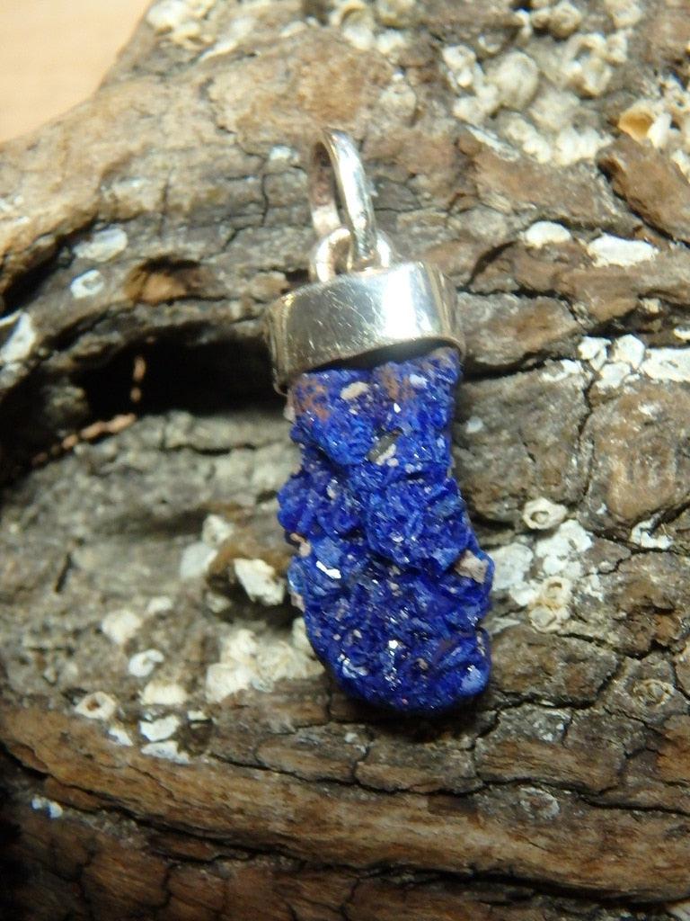 Raw Cobalt Blue Azurite Gemstone Pendant In Sterling Silver (Includes Silver Chain) - Earth Family Crystals