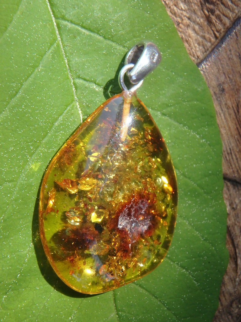 Cognac Lithuanian Amber Free Form Pendant Pendant In Sterling Silver (Includes Silver Chain)2 - Earth Family Crystals