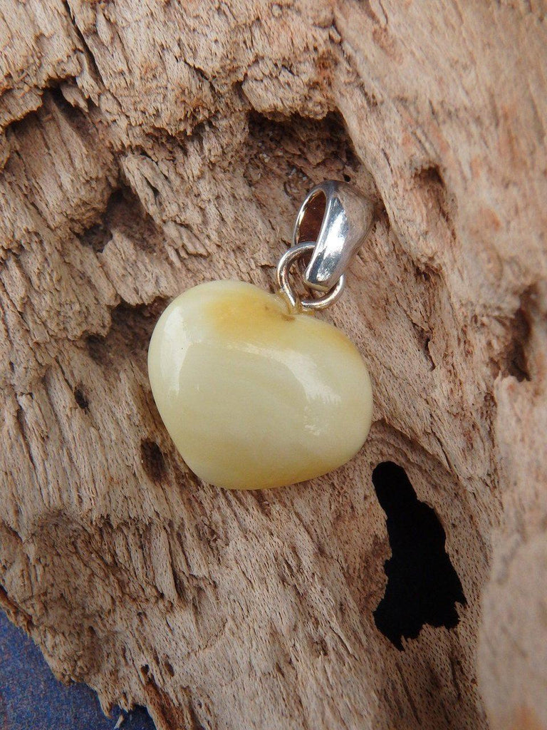 Adorable Dainty Butterscotch Amber Pendant In Sterling Silver - Earth Family Crystals