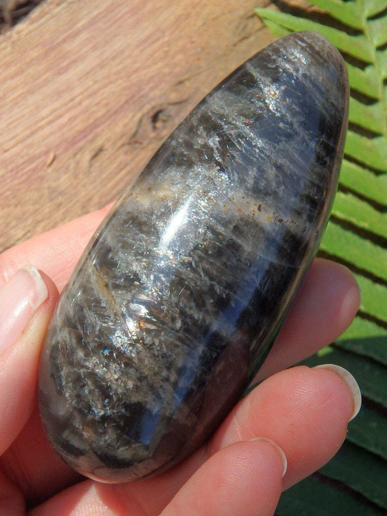 Chunky Black Moonstone Hand Held Polished Wand - Earth Family Crystals