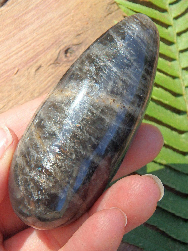 Chunky Black Moonstone Hand Held Polished Wand - Earth Family Crystals