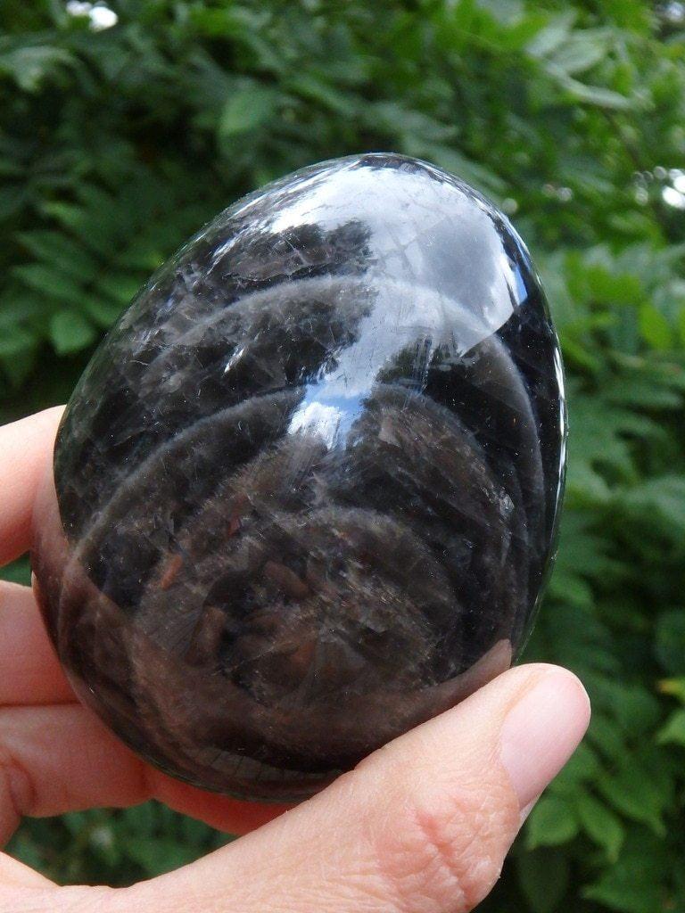 Dark & Mysterious XL Black Moonstone Egg Carving - Earth Family Crystals