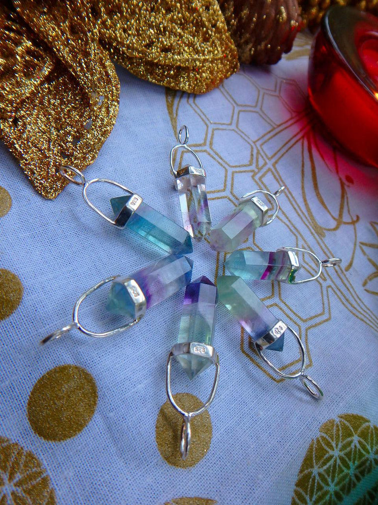 Stunning  Fluorite Gemstone Pendant In Sterling Silver (1) - Earth Family Crystals