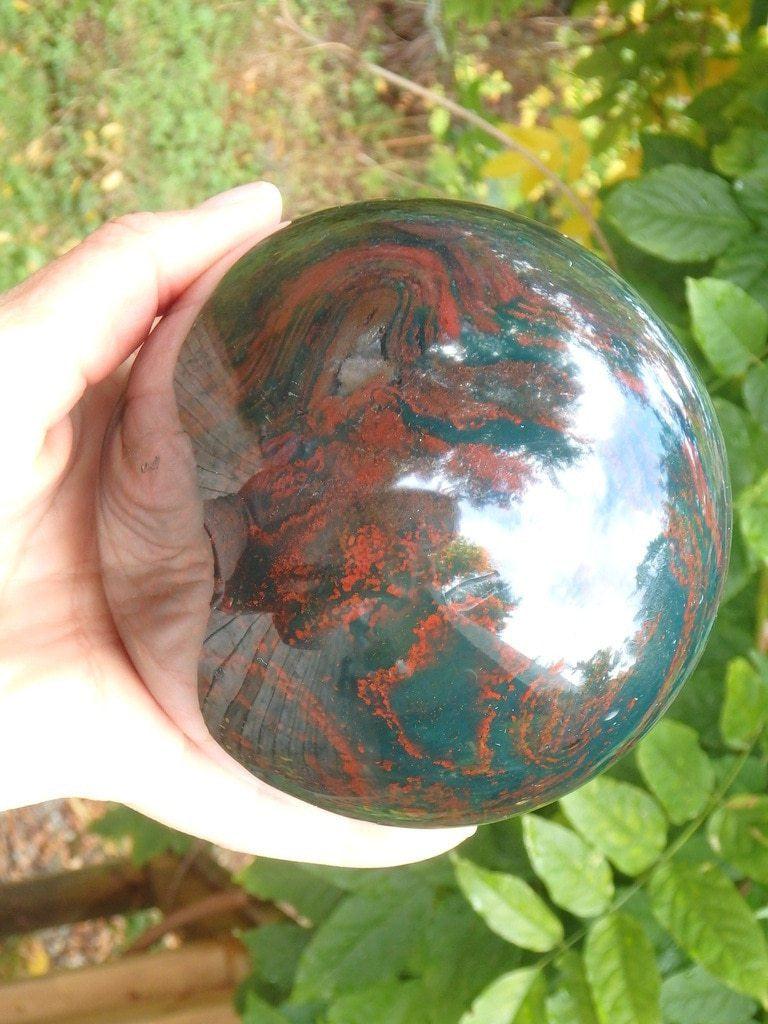 Amazing XXL Hefty & Bold Bloodstone Sphere Carving - Earth Family Crystals