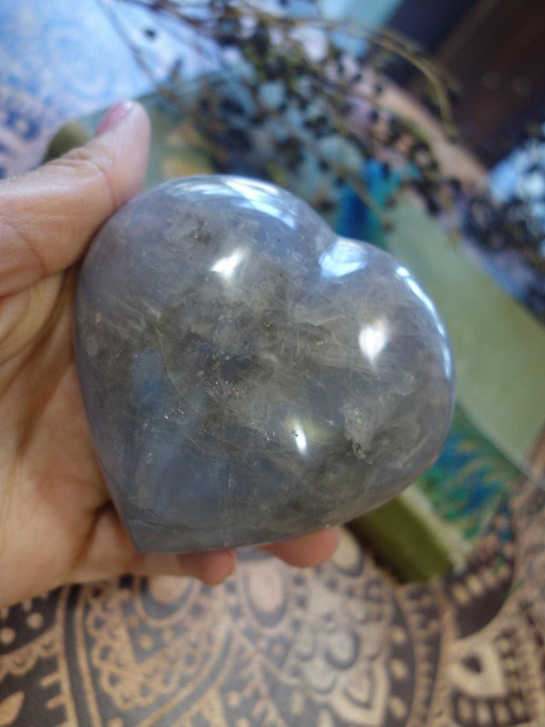 Sky Blue Agate Puffy Heart Carving - Earth Family Crystals