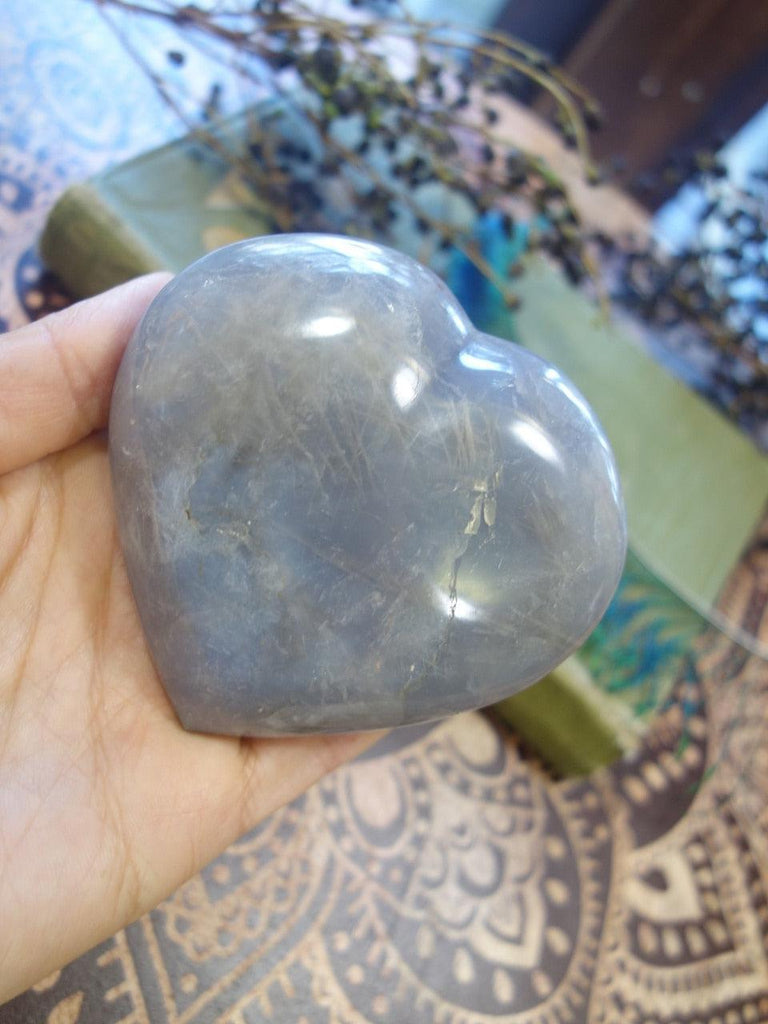 Sky Blue Agate Puffy Heart Carving - Earth Family Crystals