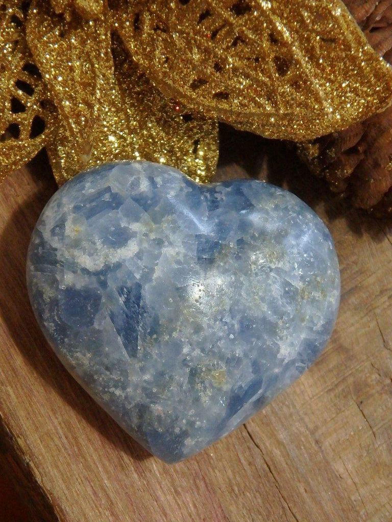 Adorable Hand Held Blue Calcite Heart Specimen 1 - Earth Family Crystals