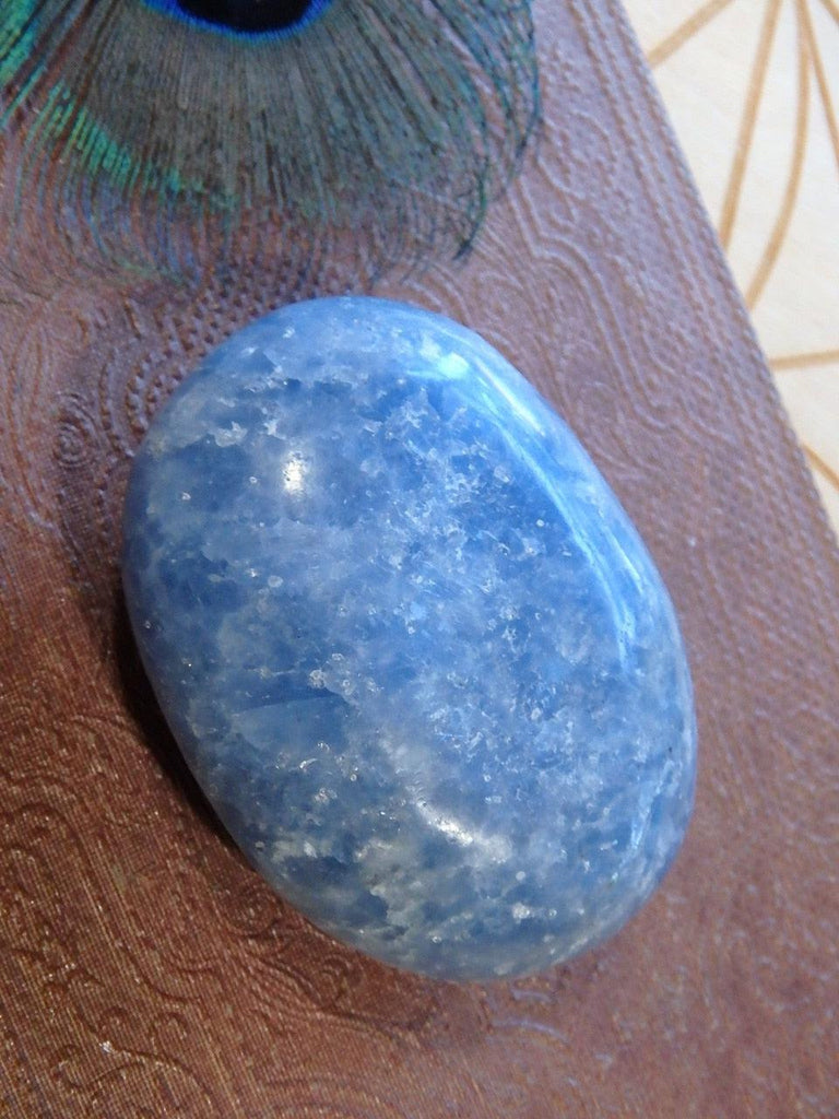 Smooth & Soothing Deep Blue Calcite Polished Palm Stone - Earth Family Crystals