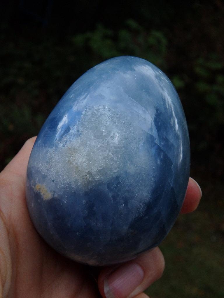 Large Cool Blue Calcite Egg Carving - Earth Family Crystals