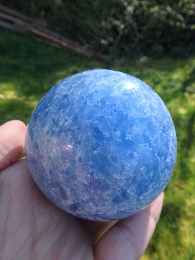 XL Sky Blue Calcite Polished Sphere Carving - Earth Family Crystals
