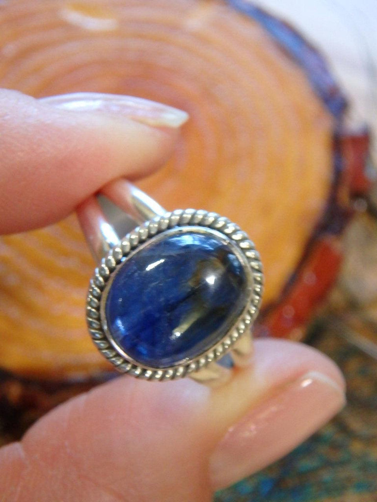 Incredible Gemmy Deep Blue Kyanite Ring In Sterling Silver (Size 9) - Earth Family Crystals