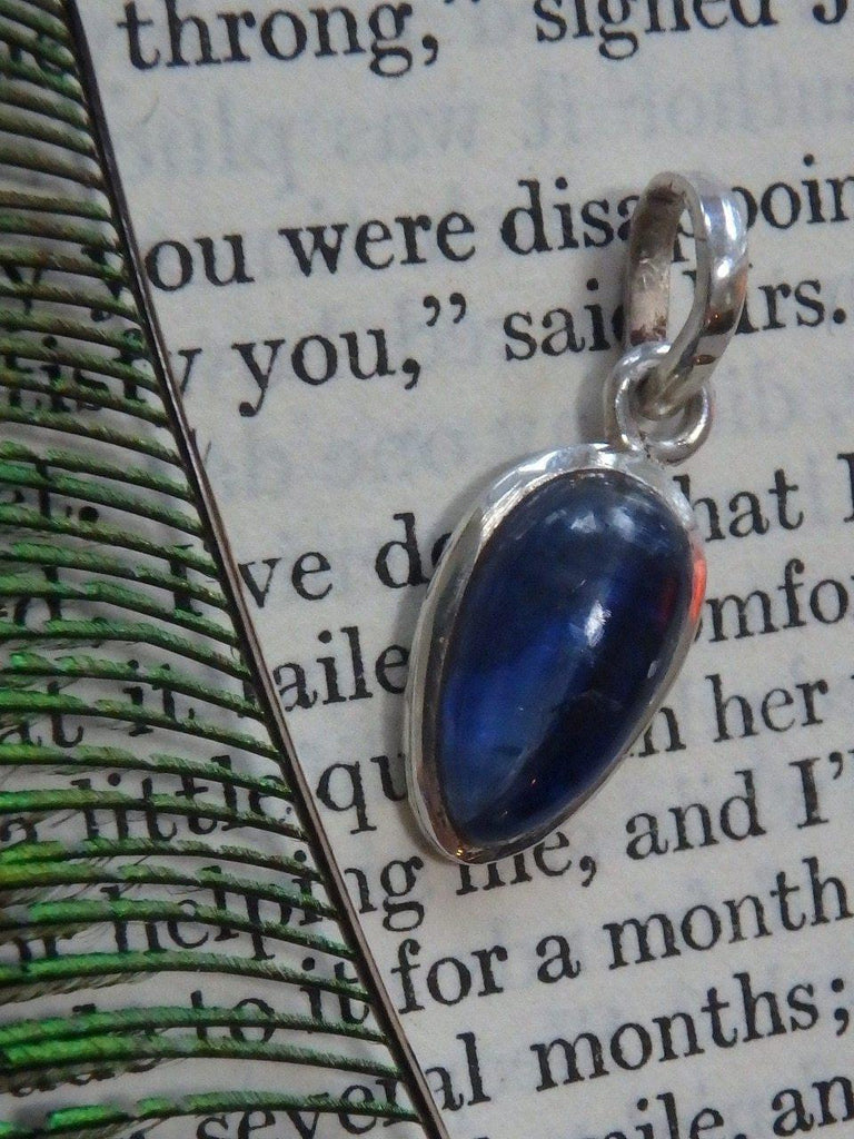 Adorable Gemmy & Dainty Blue Kyanite Gemstone Pendant In Sterling Silver (Includes Silver Chain) - Earth Family Crystals