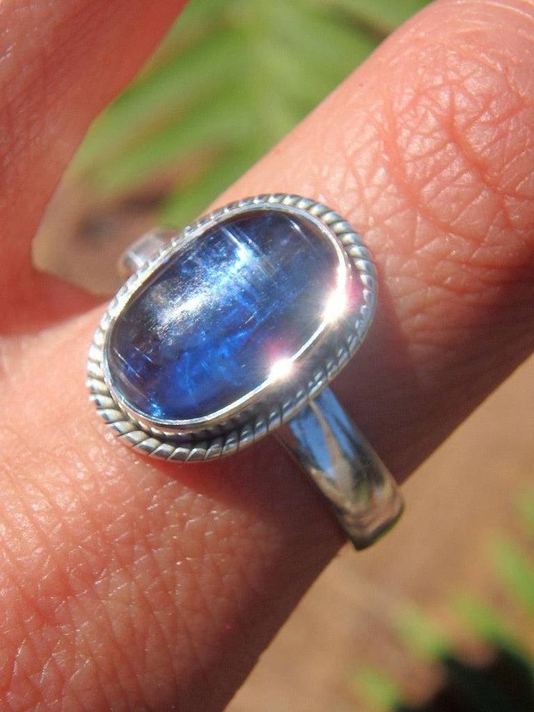 Gemmy Deep Cobalt Blue Kyanite Ring in Sterling Silver (Size 10) - Earth Family Crystals