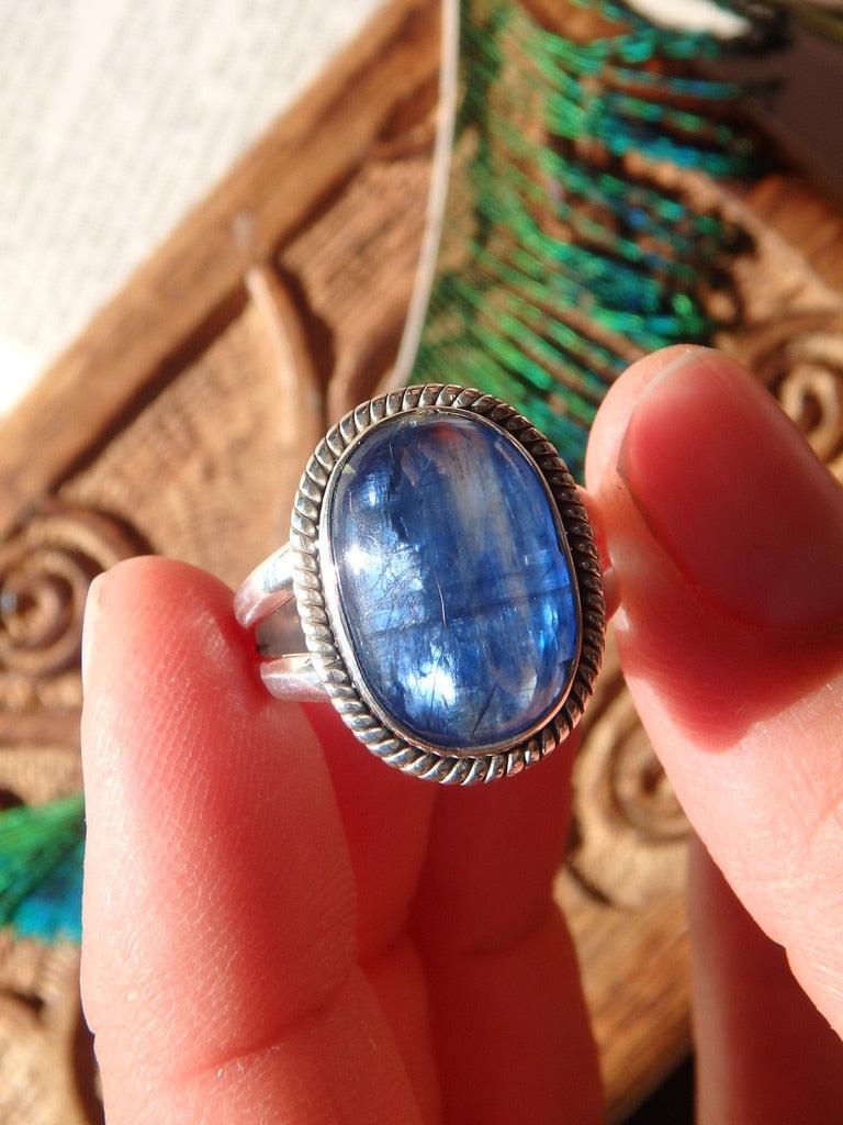 Lovely Dark Blue Kyanite Gemstone Ring In Sterling Silver (Size 7) - Earth Family Crystals