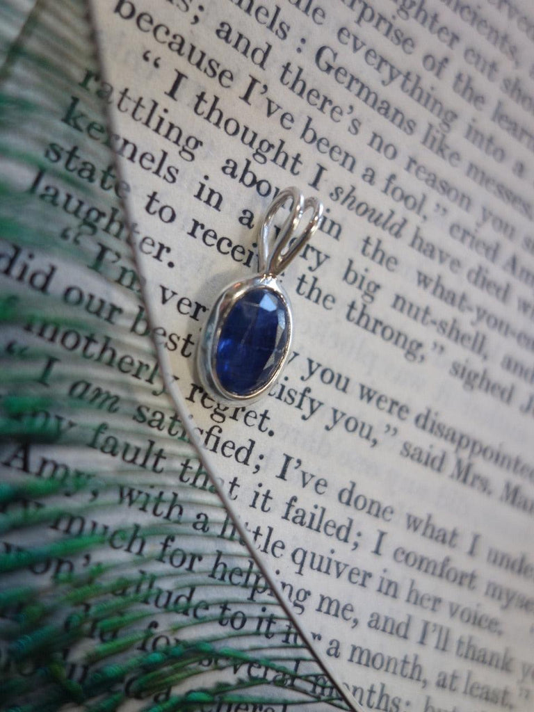 Faceted Dainty Deep Blue Kyanite Pendant In Sterling Silver (Includes Silver Chain) - Earth Family Crystals