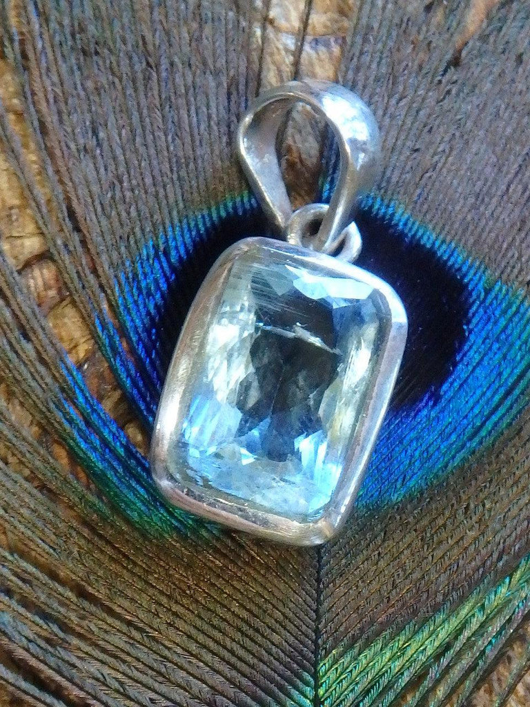 Faceted Sky Blue Dainty Topaz Pendant In Sterling Silver (Includes Silver Chain) - Earth Family Crystals
