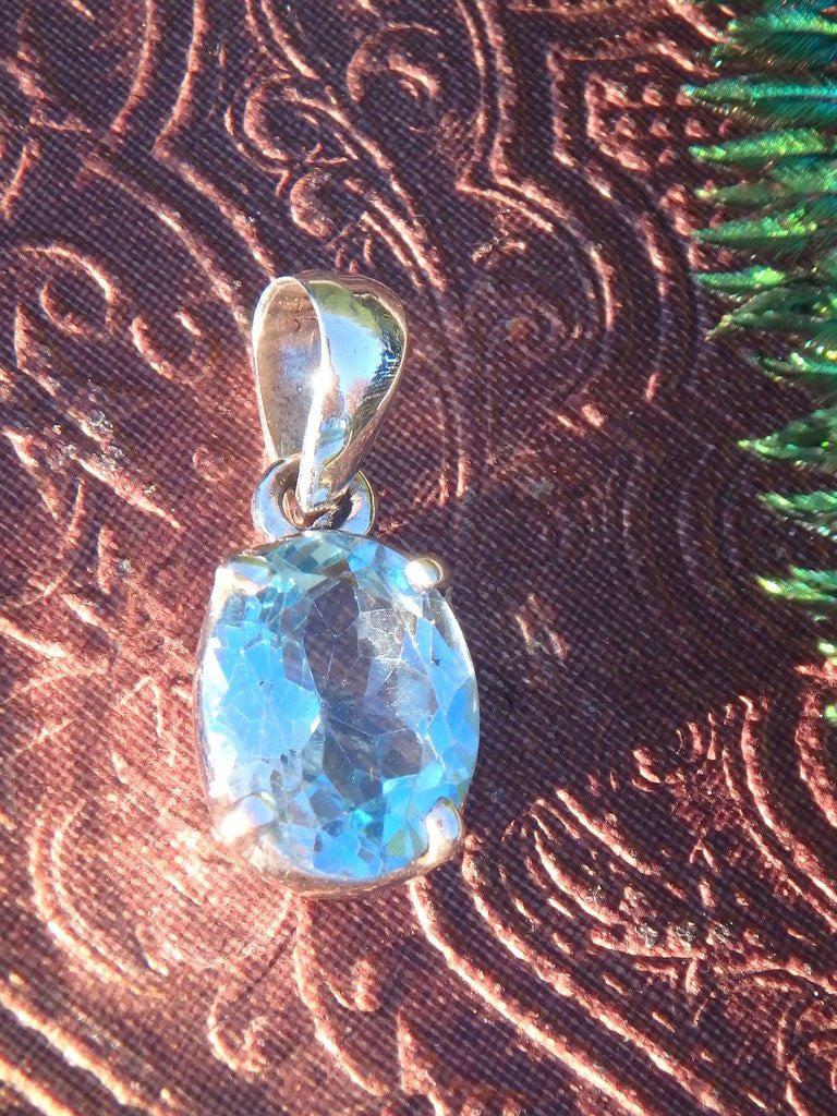 Blue Faceted Topaz Gemstone Pendant In Sterling Silver (Includes Silver Chain) 1 - Earth Family Crystals