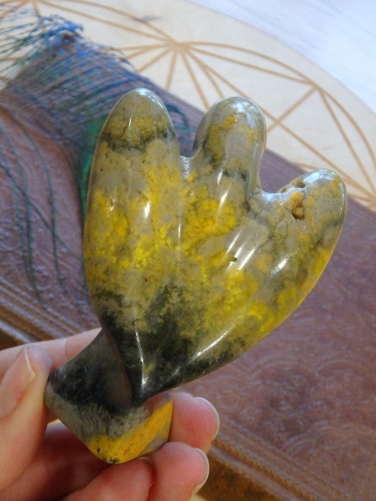 Golden Bumblebee Jasper Gemstone Angel Carving - Earth Family Crystals