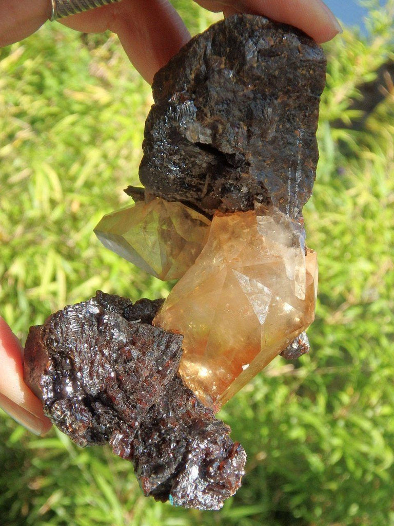 Absolutely Amazing Large Collectors Elmwood Mine Golden Calcite & Sphalerite Display Specimen - Earth Family Crystals