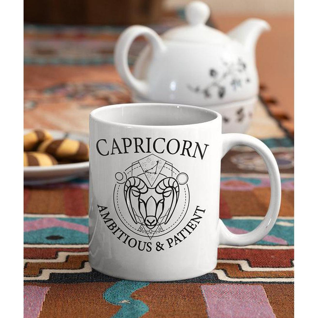 Capricorn Zodiac White Mug - Earth Family Crystals