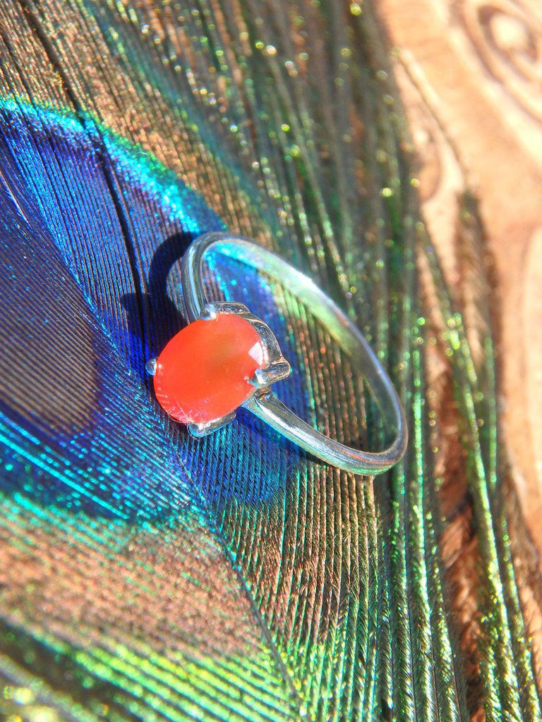 Vibrant Faceted Orange Carnelian Ring In Sterling Silver (Size 7) - Earth Family Crystals