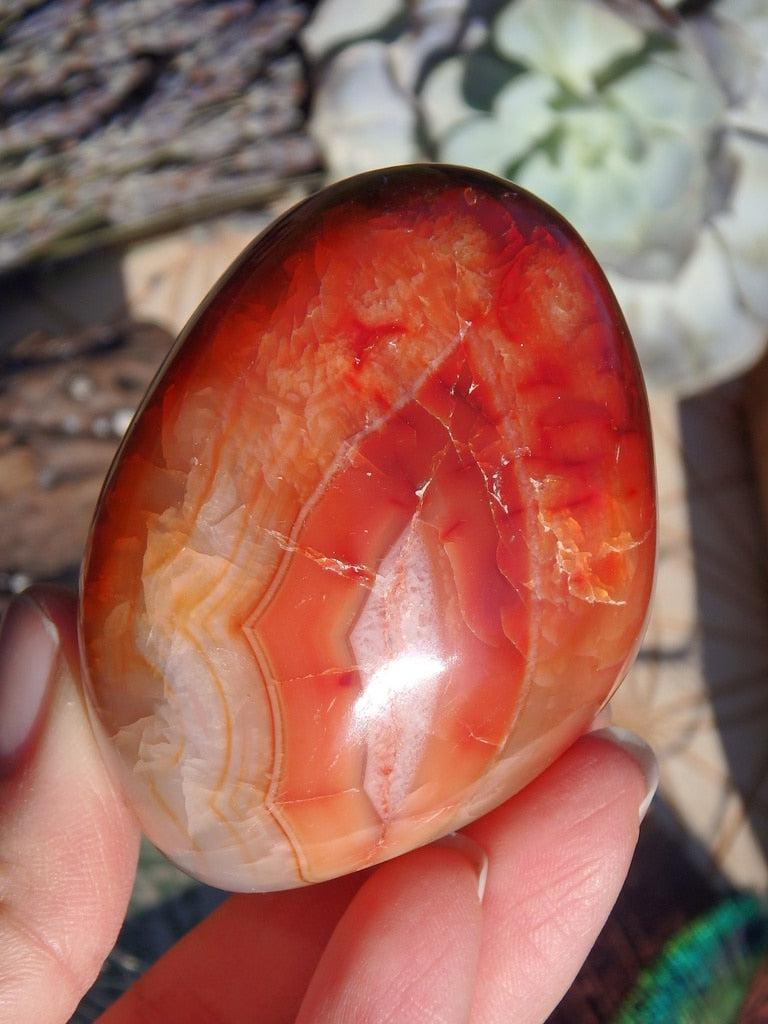 Fiery Carnelian Palm Stone 1 - Earth Family Crystals