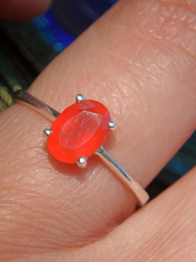Vibrant Faceted Orange Carnelian Ring In Sterling Silver (Size 7) - Earth Family Crystals