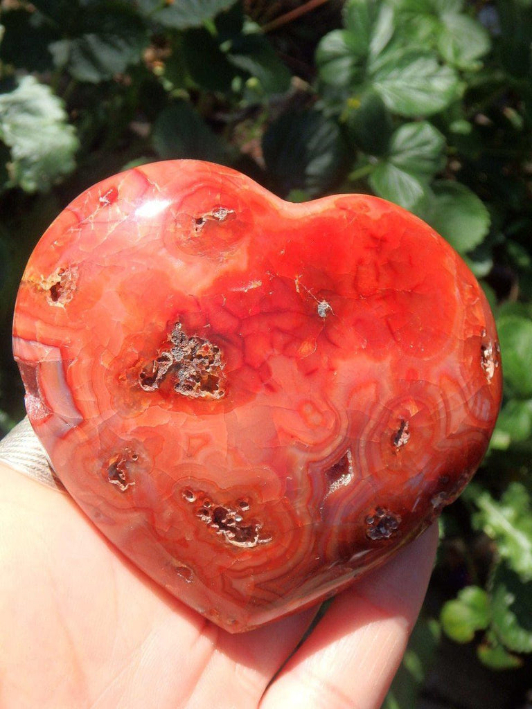 Awesome Patterns & Caves Carnelian Love Heart Carving - Earth Family Crystals
