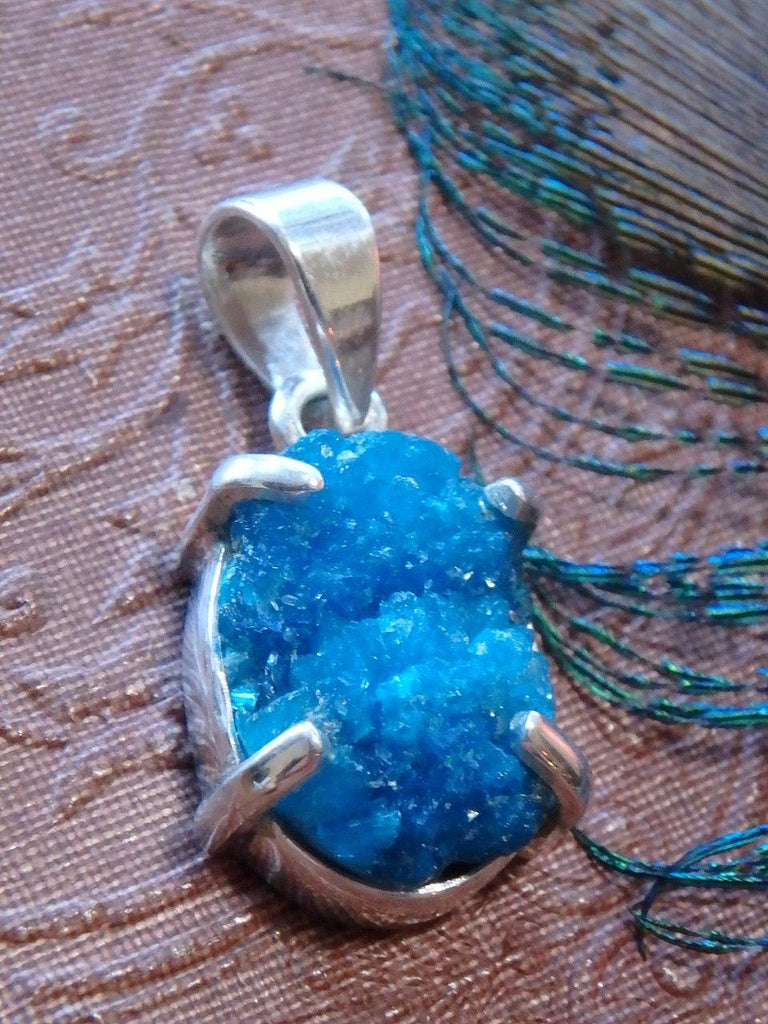 Pretty Electric Blue Cavansite Pendant In Sterling Silver (Includes Free Chain) - Earth Family Crystals